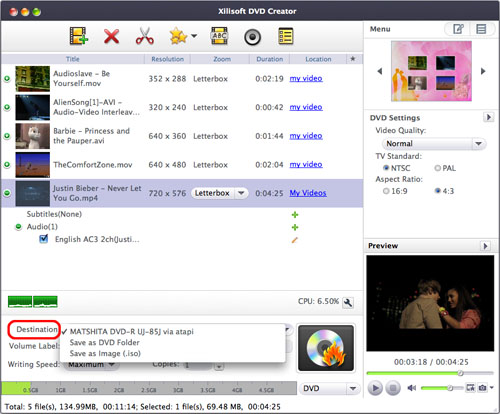 Mac AVI, MPEG, VOB, DAT, M2V, MPG to DVD burning