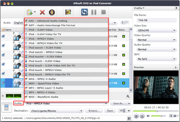 Xilisoft DVD to iPod Converter for Mac