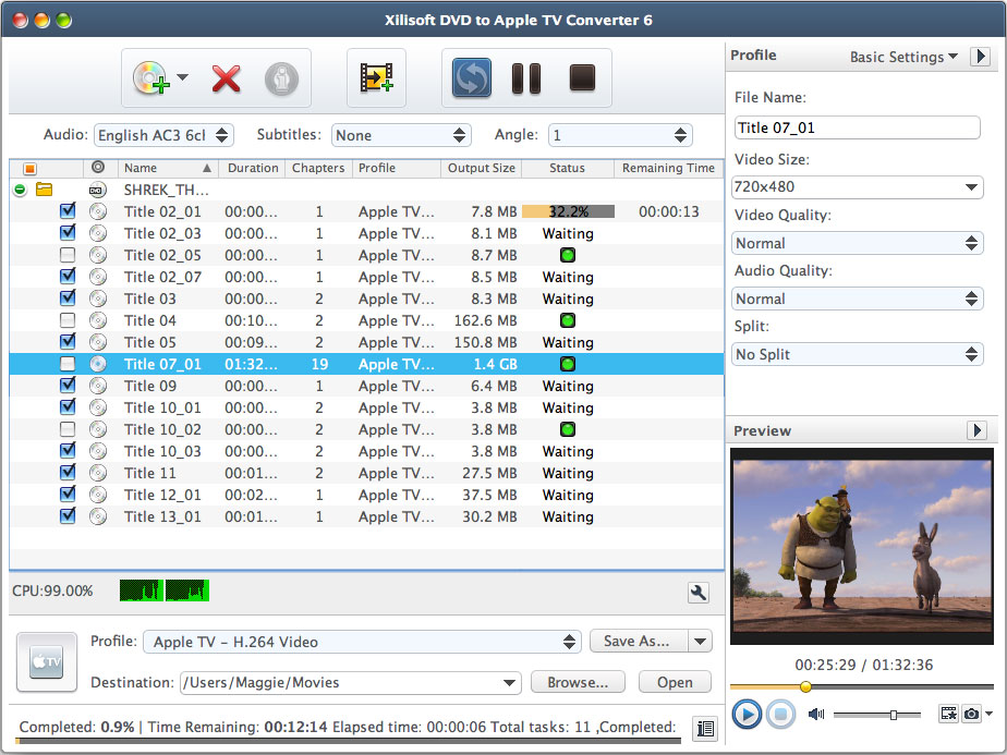 Xilisoft DVD to Apple TV Converter for Mac - convert DVD to Apple TV Mac