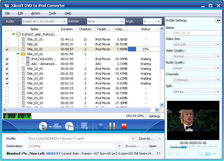 Xilisoft DVD to iPod Converter - convert DVD to iPod, rip DVD to iPod