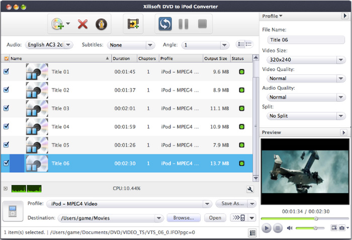 Xilisoft DVD to iPod Converter for Mac