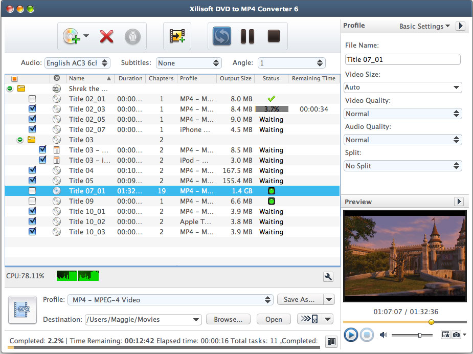 Xilisoft DVD to MP4 Converter for Mac - convert DVD to MP4 Mac
