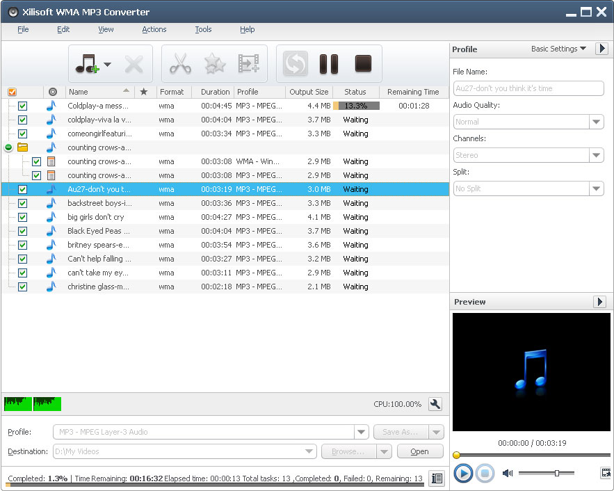 Xilisoft WMA MP3 Converter. Click to View screenshots